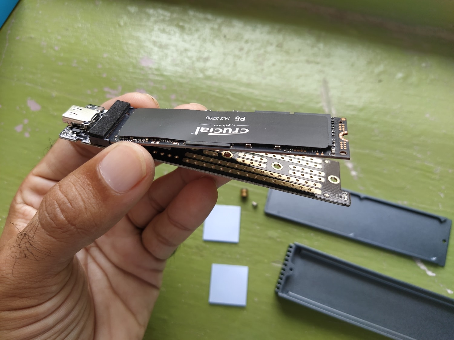 Attaching SSD to enclosure