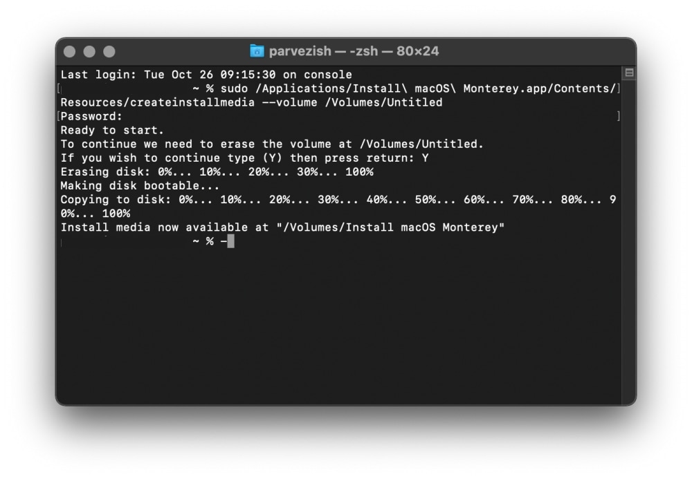 Making macOS Monterey Bootable Installer