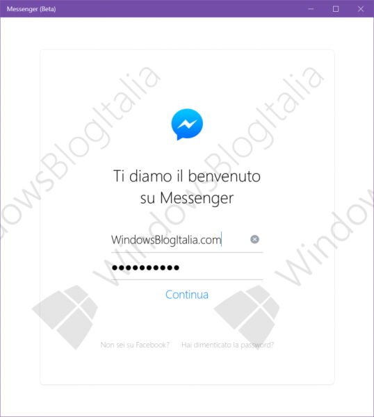 Facebook Messenger for Windows 10 Login
