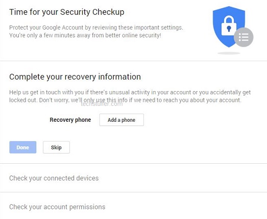 Google Account Security Checkup Step 1