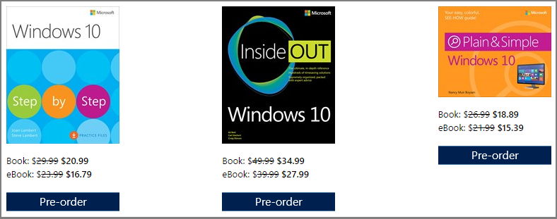 discount on Windows 10 books
