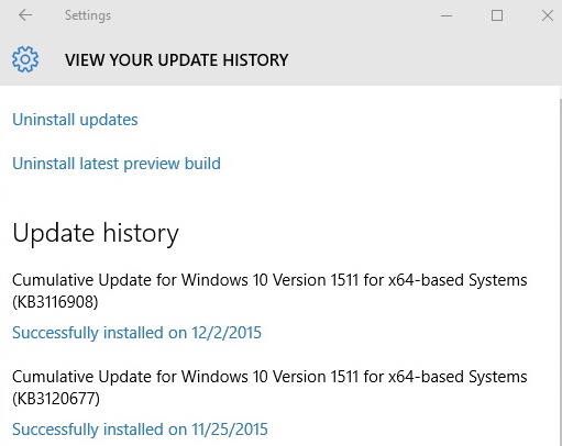 KB3116908 for Windows 10 November Update